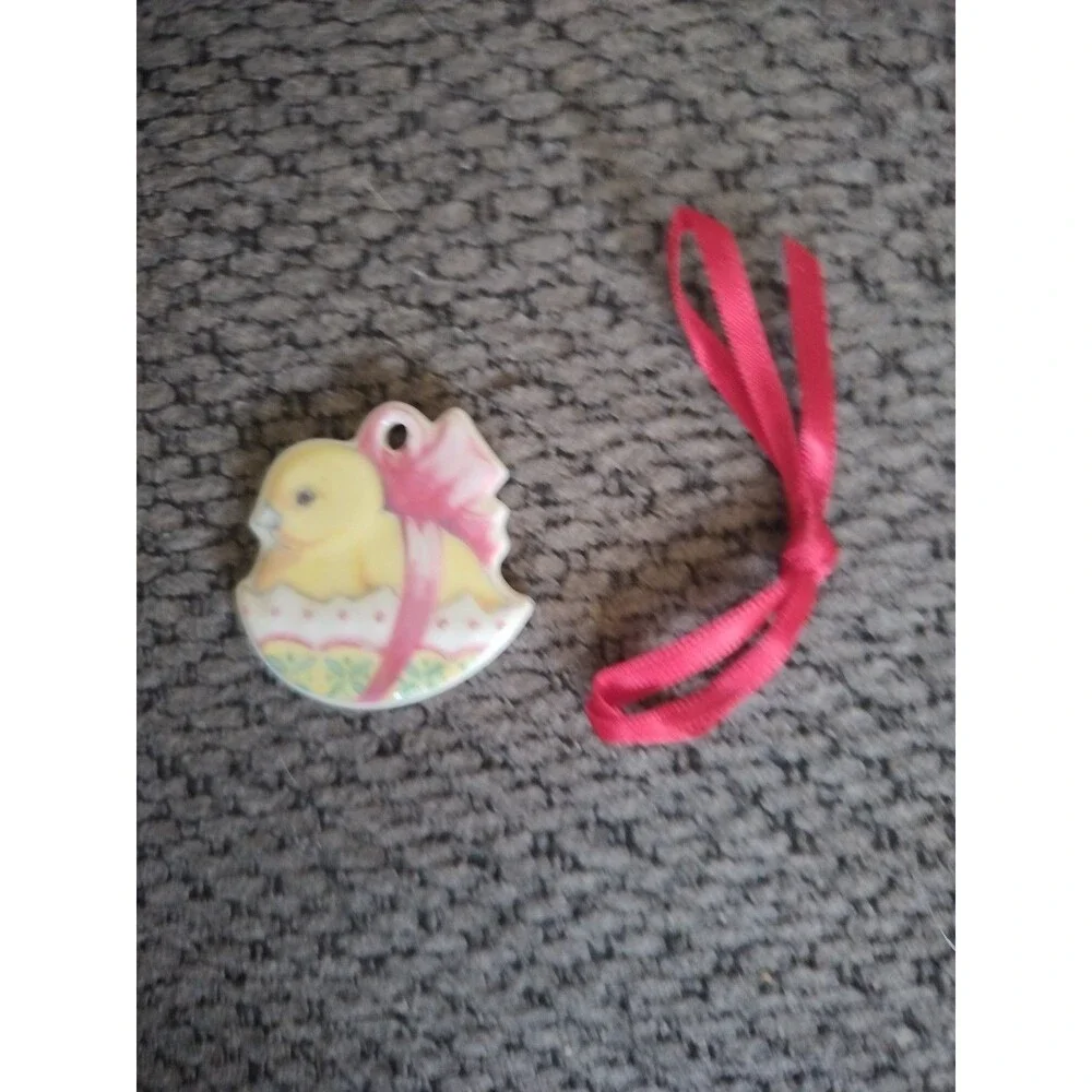 New Longaberger 2001 Basket Easter Tie On Baby Chick Pink Bow Easter Egg Bunny